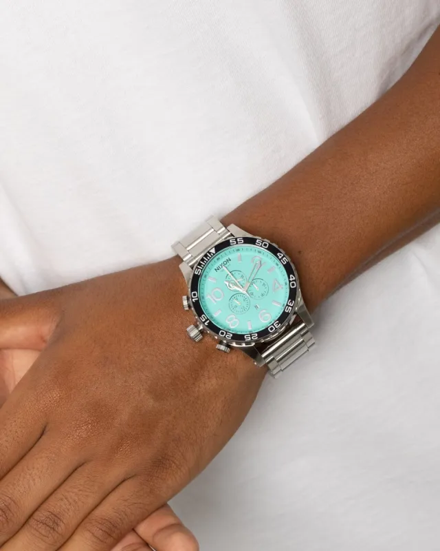Nixon 51-30 Chrono Silver/Turquoise sold by Culture Kings