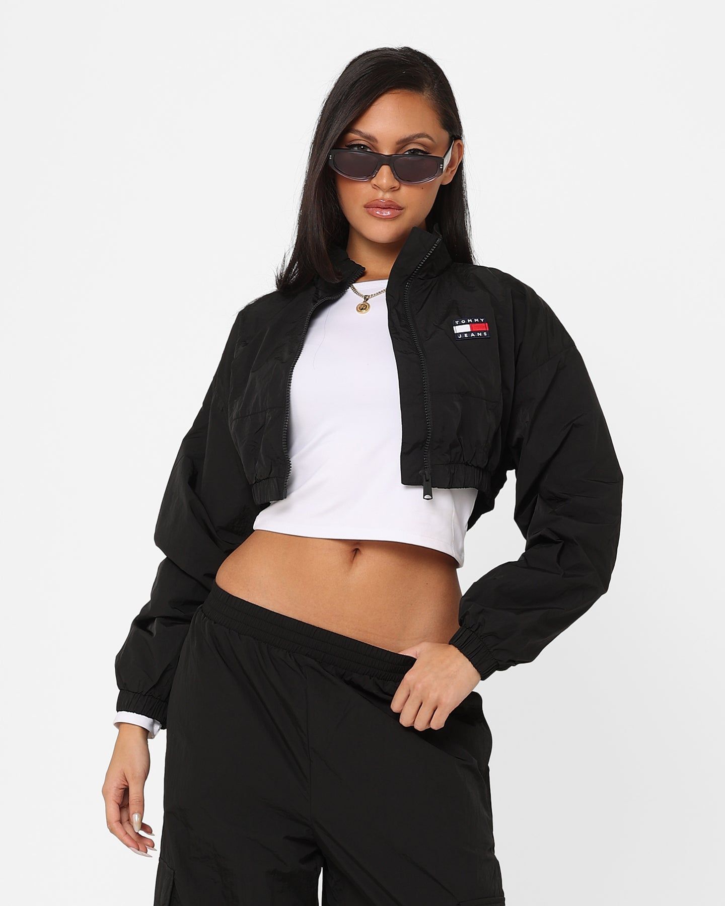 Tommy Jeans Women's Ultra Cropped Windbreaker Jacket Black sold by Culture Kings