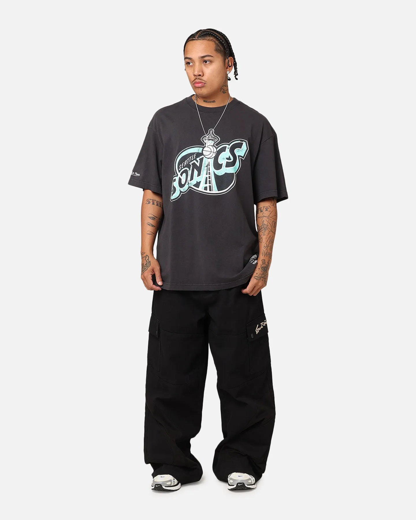 Mitchell & Ness Seattle Sonics Ice Blue Logo T-Shirt Faded Black sold by Culture Kings product image thumbnail 2