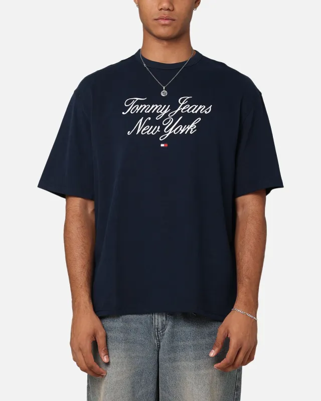 Tommy Jeans TJM OVZ Luxe Serif T-Shirt Tawny Dark Night Navy sold by Culture Kings