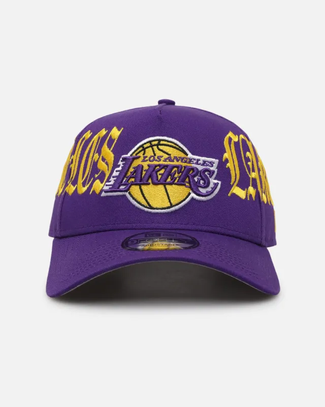 New Era Los Angeles Lakers 'Goth Script' 9FORTY A-Frame Snapback Purple/Gold sold by Culture Kings