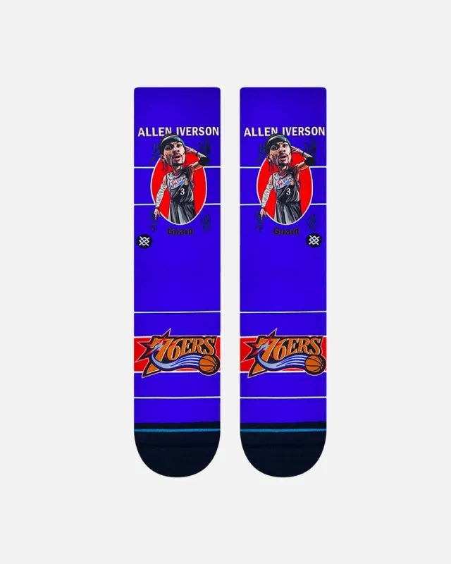 Stance X NBA Philadelphia 76ers Allen Iverson Retro Bighead Crewcut Socks Multi sold by Culture Kings