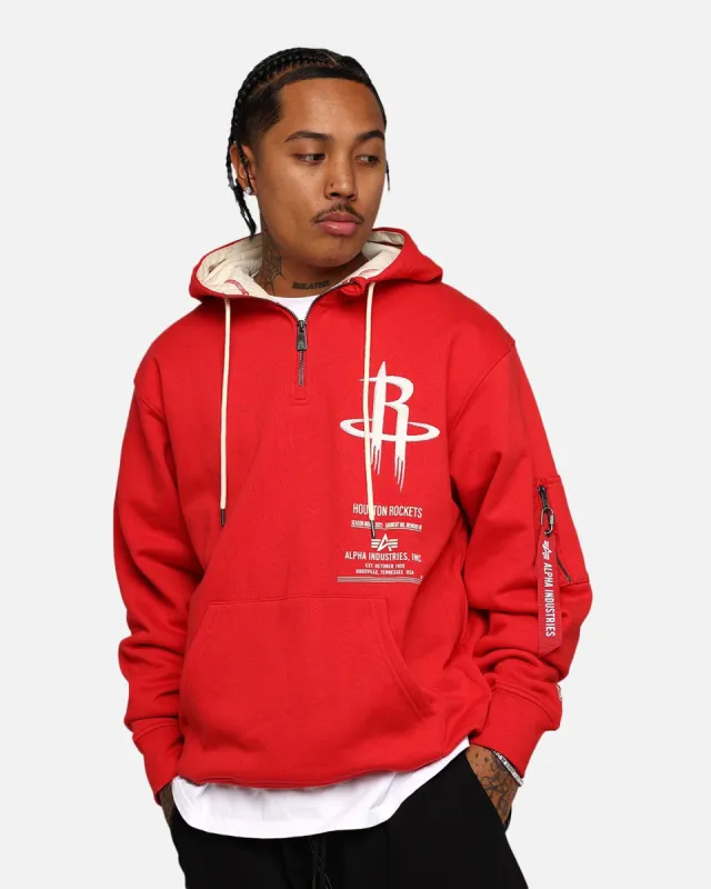 New Era X Alpha Industries Houston Rockets Zipper Hoodie Red sold by Culture Kings