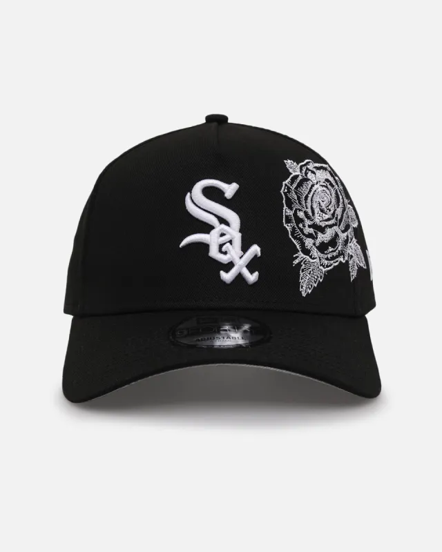 New Era Chicago White Sox 'Ornate Rose' 9FORTY A-Frame Snapback Black/White sold by Culture Kings