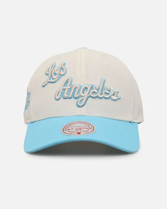 Mitchell & Ness Los Angeles Lakers 'Sky Blue' Pro Crown Snapback White Cream/Blue sold by Culture Kings