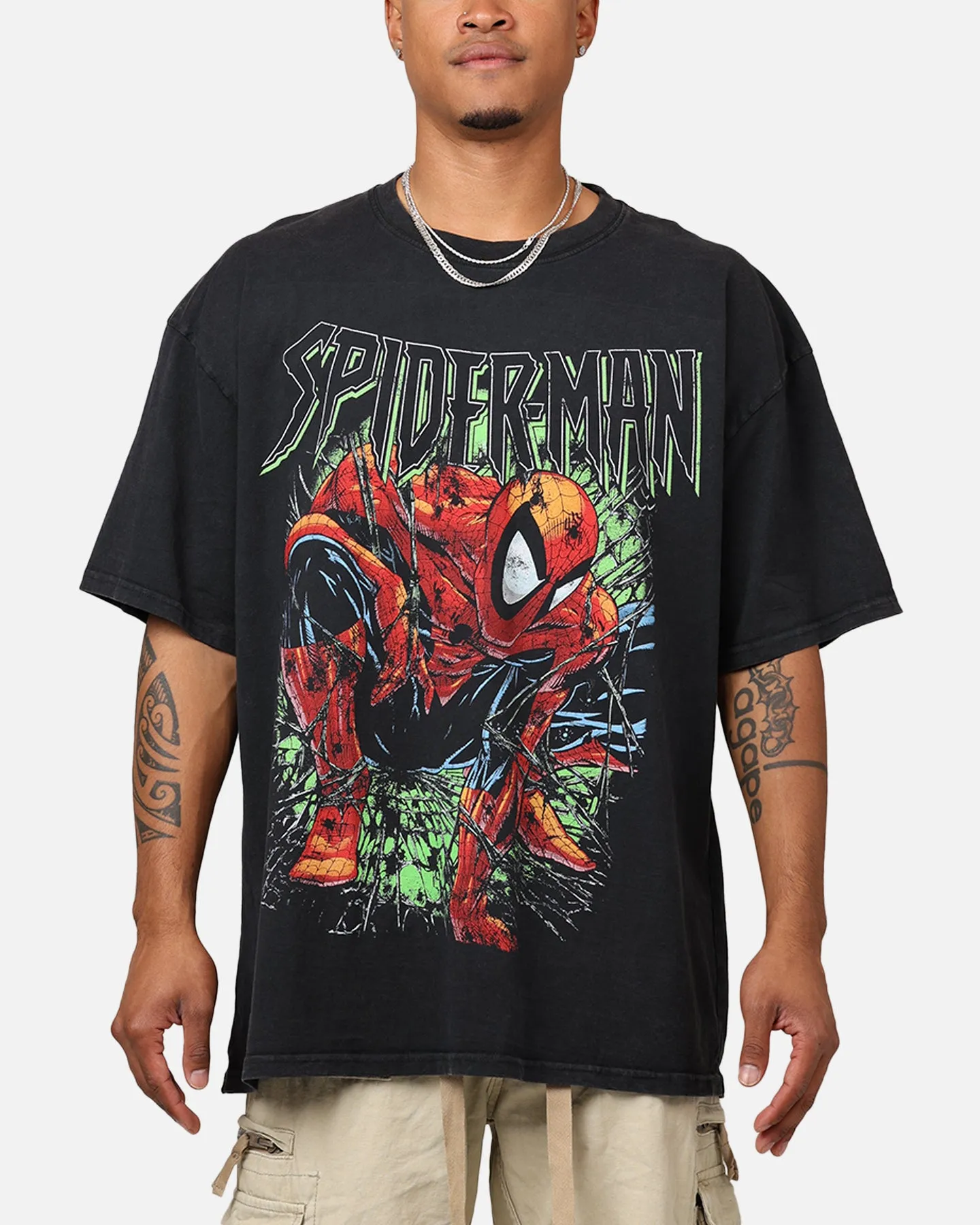 Marvel Spider-Man T-Shirt Black Acidwash sold by Culture Kings