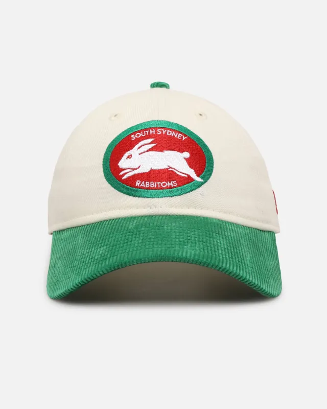 New Era South Sydney Rabbitohs 'NRL Retro Corduroy Logo' 9TWENTY Strapback Chrome White sold by Culture Kings