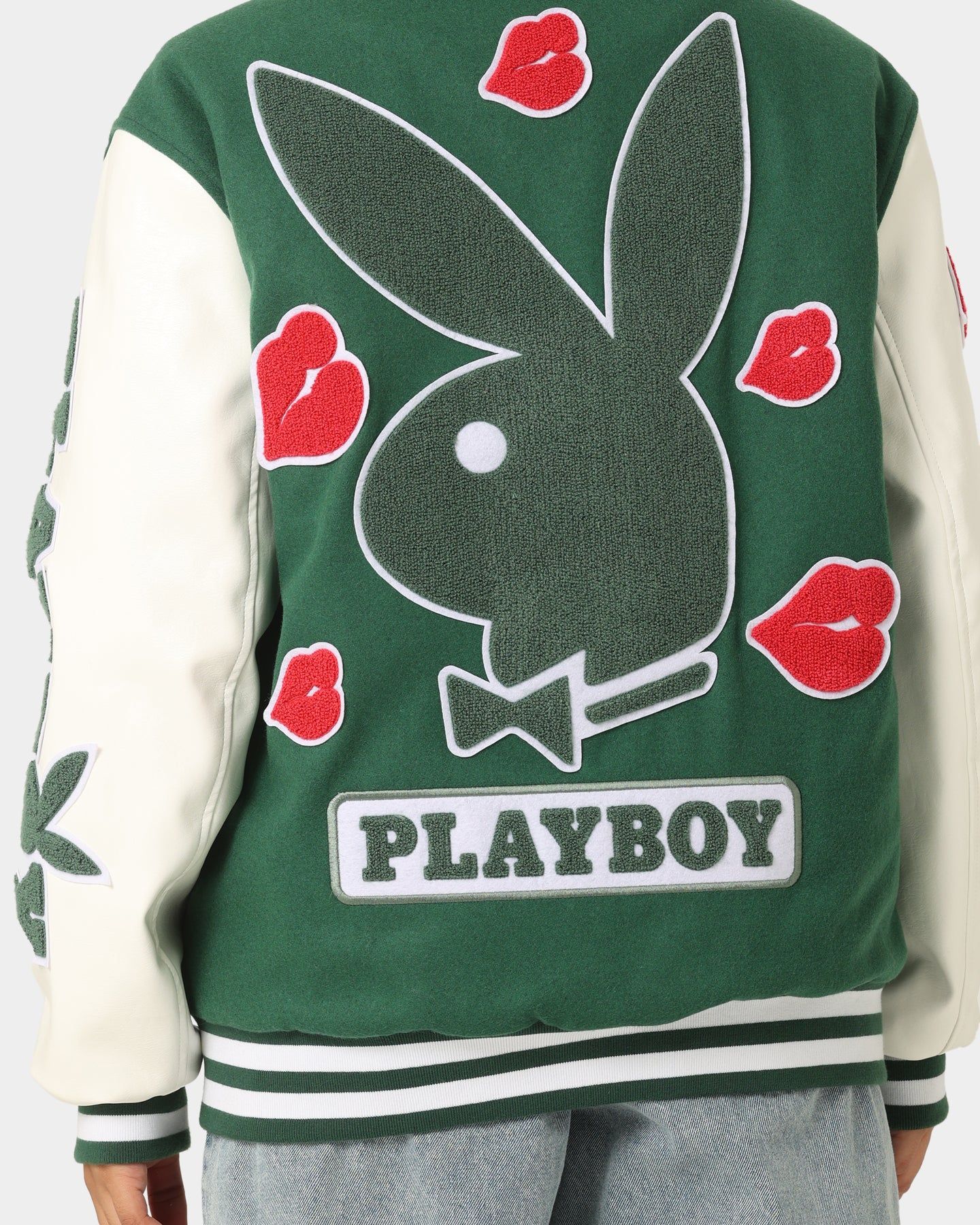 Playboy By CK Team Varsity Jacket Green/Off White | Parallel