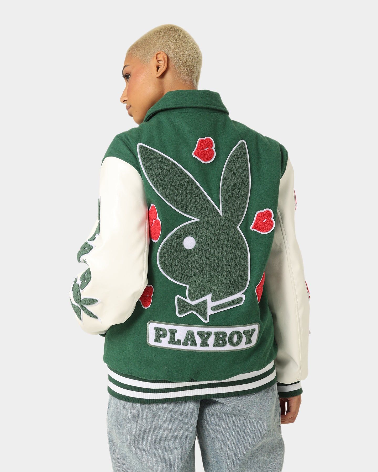 Playboy By CK Team Varsity Jacket Green/Off White sold by Culture Kings product image thumbnail 3