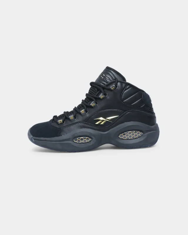 Reebok Question Mid Black/Black/Gold sold by Culture Kings