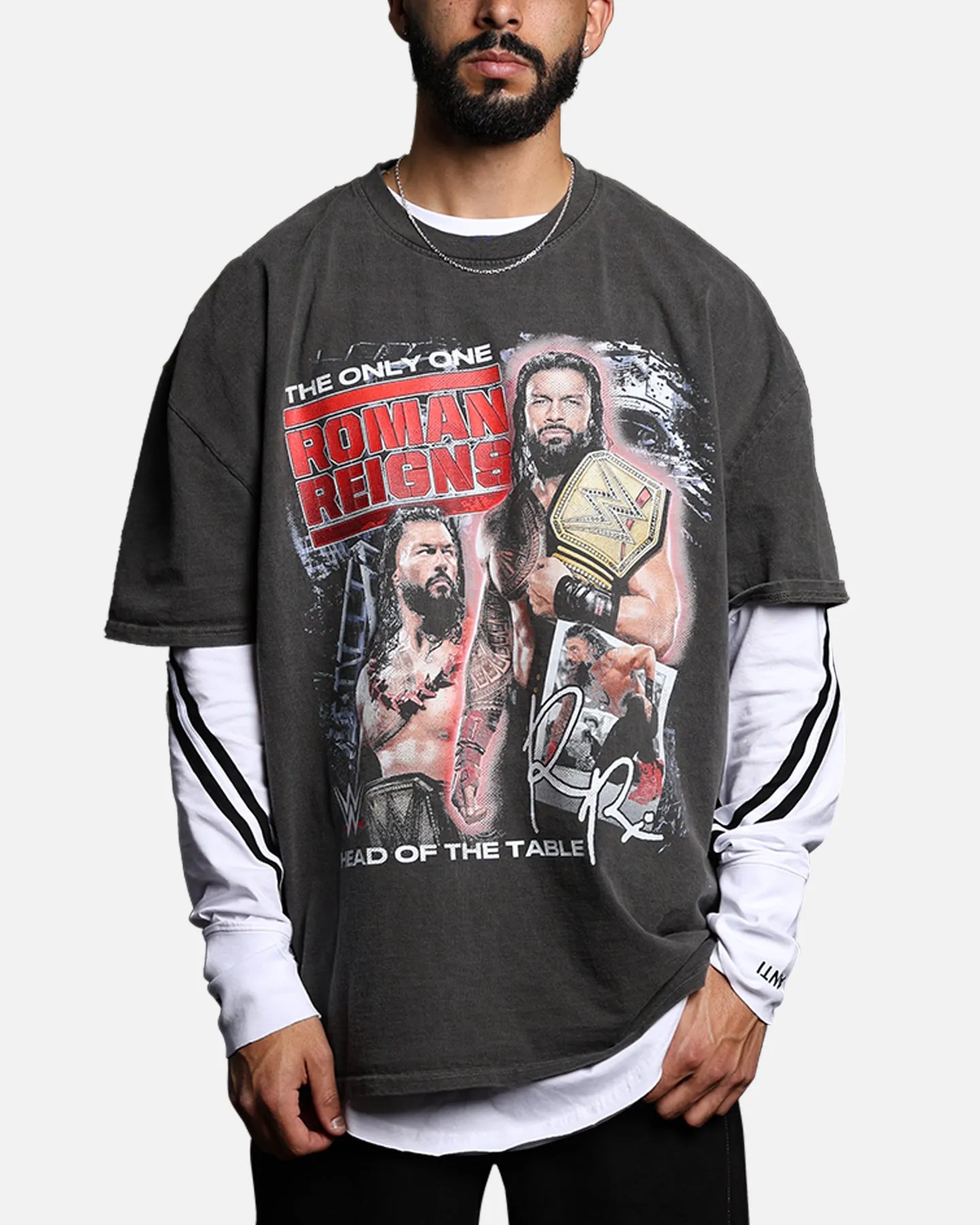 Culture Kings X WWE Roman Reigns Vintage T-Shirt Black Wash sold by Culture Kings