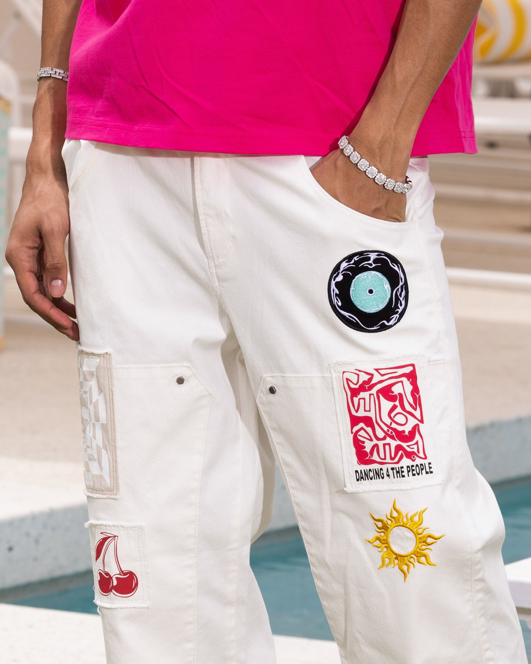 Loiter Patchwork Double Knee Pants Off White sold by Culture Kings product image thumbnail 4