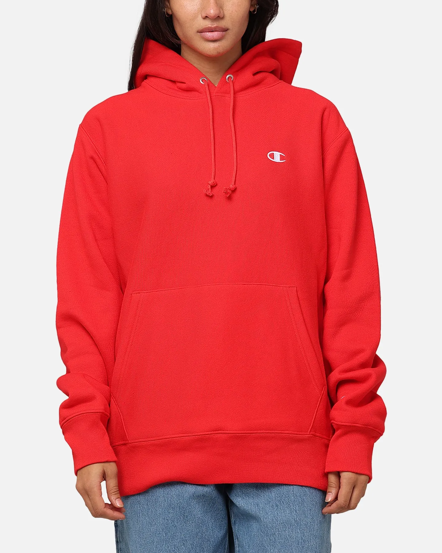 Champion Reverse Weave Small C Hoodie Team Red Scarlet sold by Culture Kings
