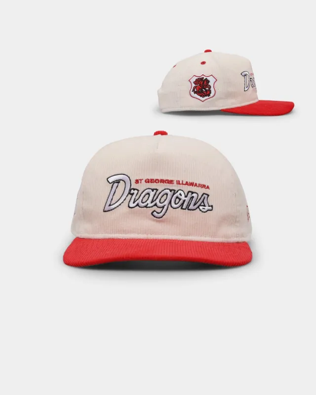 New Era St George Illawara Dragons 'NRL Retro Script Corduroy' Golfer Snapback Chrome White sold by Culture Kings