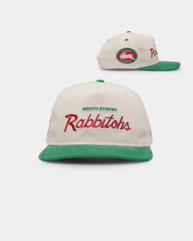 New Era South Sydney Rabbitohs 'NRL Retro Script Corduroy' Golfer Snapback Chrome White sold by Culture Kings