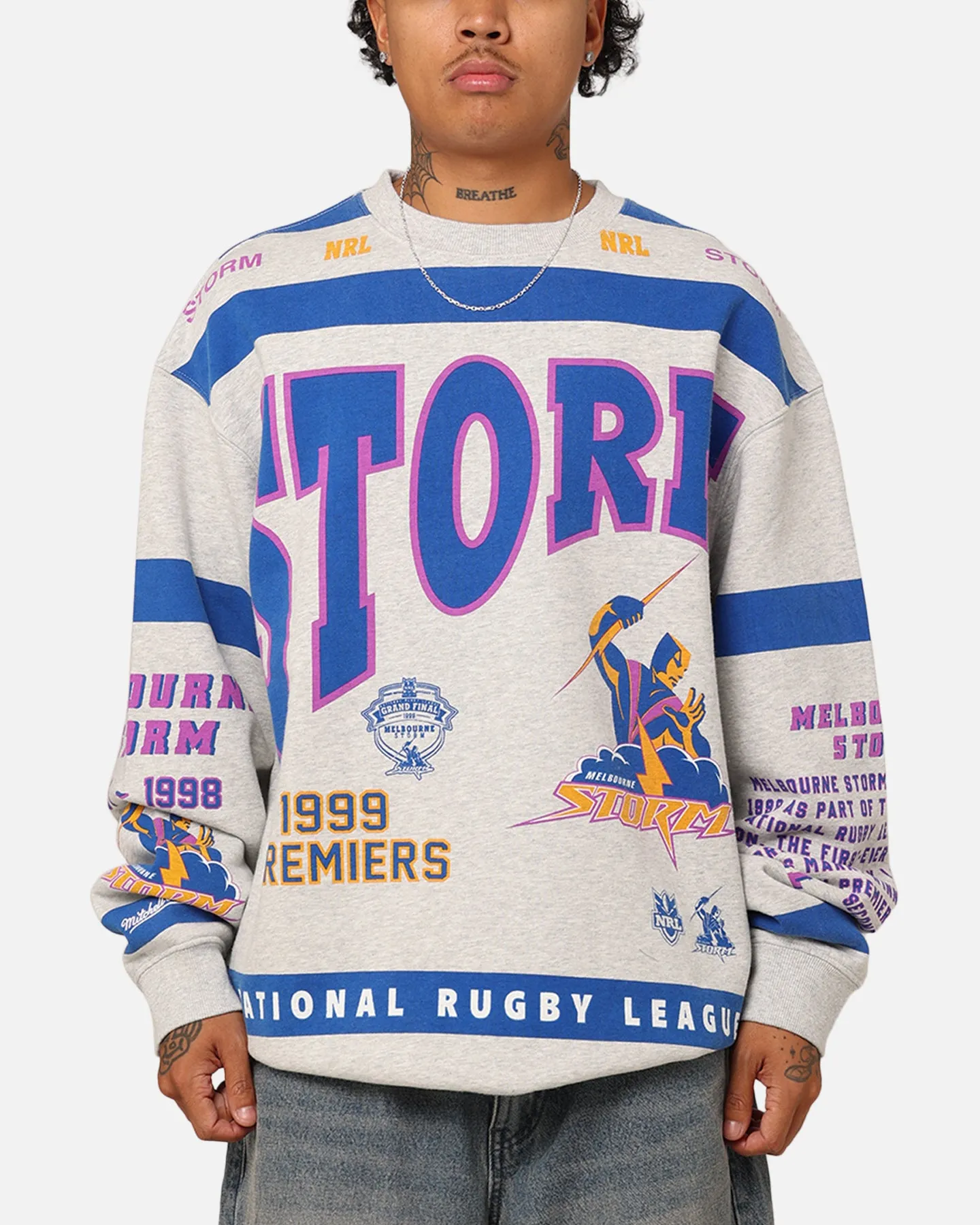 Mitchell & Ness Melbourne Storm Team Crewneck Grey Marle sold by Culture Kings