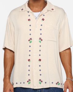 X-Large Flower Open Collar Short Sleeve Shirt Off White sold by Culture Kings