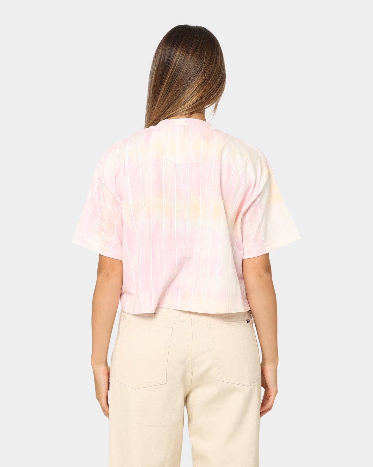Karl Kani Women's Signature Tie Dye Pinstripe Cropped T-Shirt Rose sold by Culture Kings product image thumbnail 4