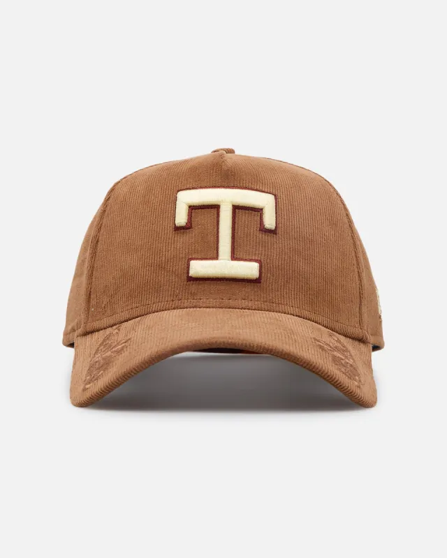 New Era Texas Rangers 'Ornamental Corduroy' 9FORTY A-Frame Snapback Tan sold by Culture Kings