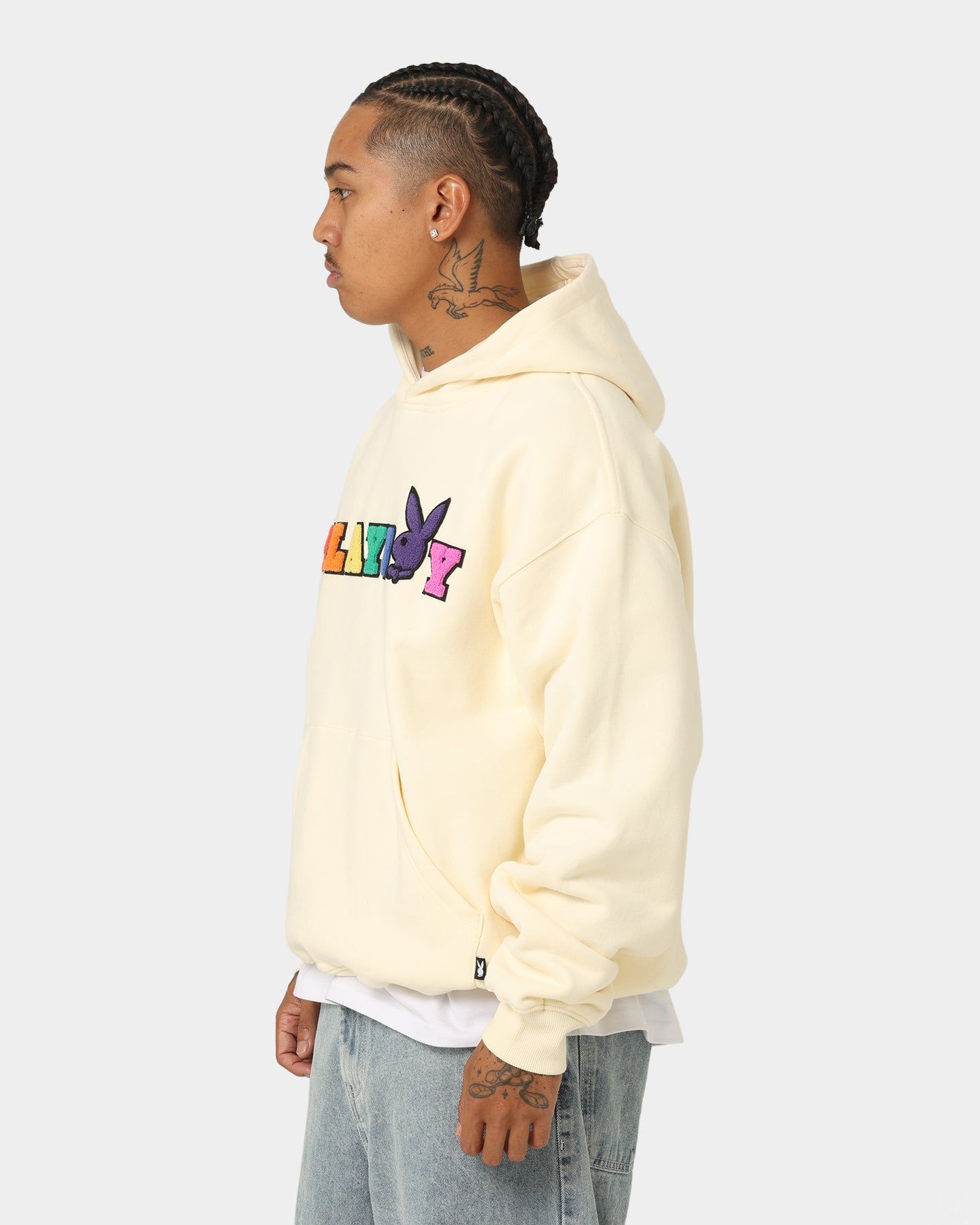 Playboy By CK Chenille Wordmark Hoodie Off White sold by Culture Kings product image thumbnail 7