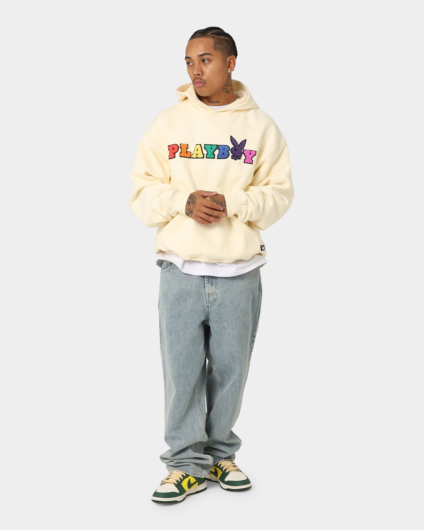 Playboy By CK Chenille Wordmark Hoodie Off White sold by Culture Kings product image thumbnail 3