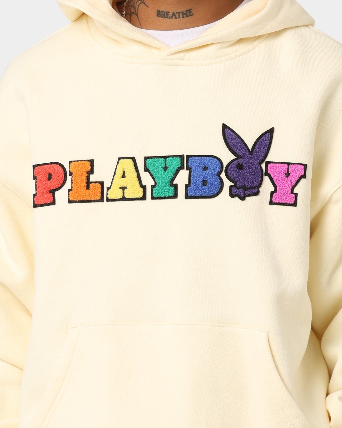 Playboy By CK Chenille Wordmark Hoodie Off White sold by Culture Kings product image thumbnail 4