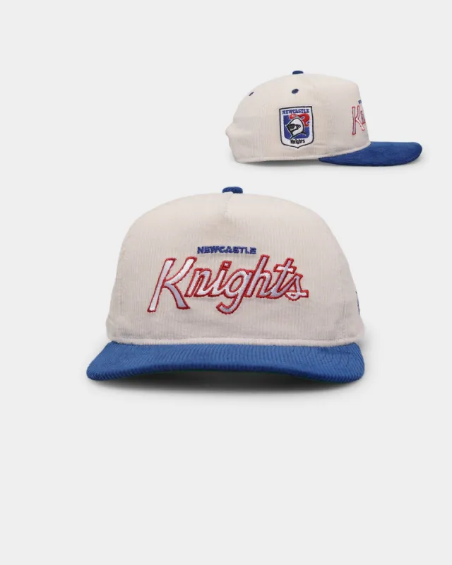 New Era Newcastle Knights 'NRL Retro Script Corduroy' Golfer Snapback Chrome White sold by Culture Kings