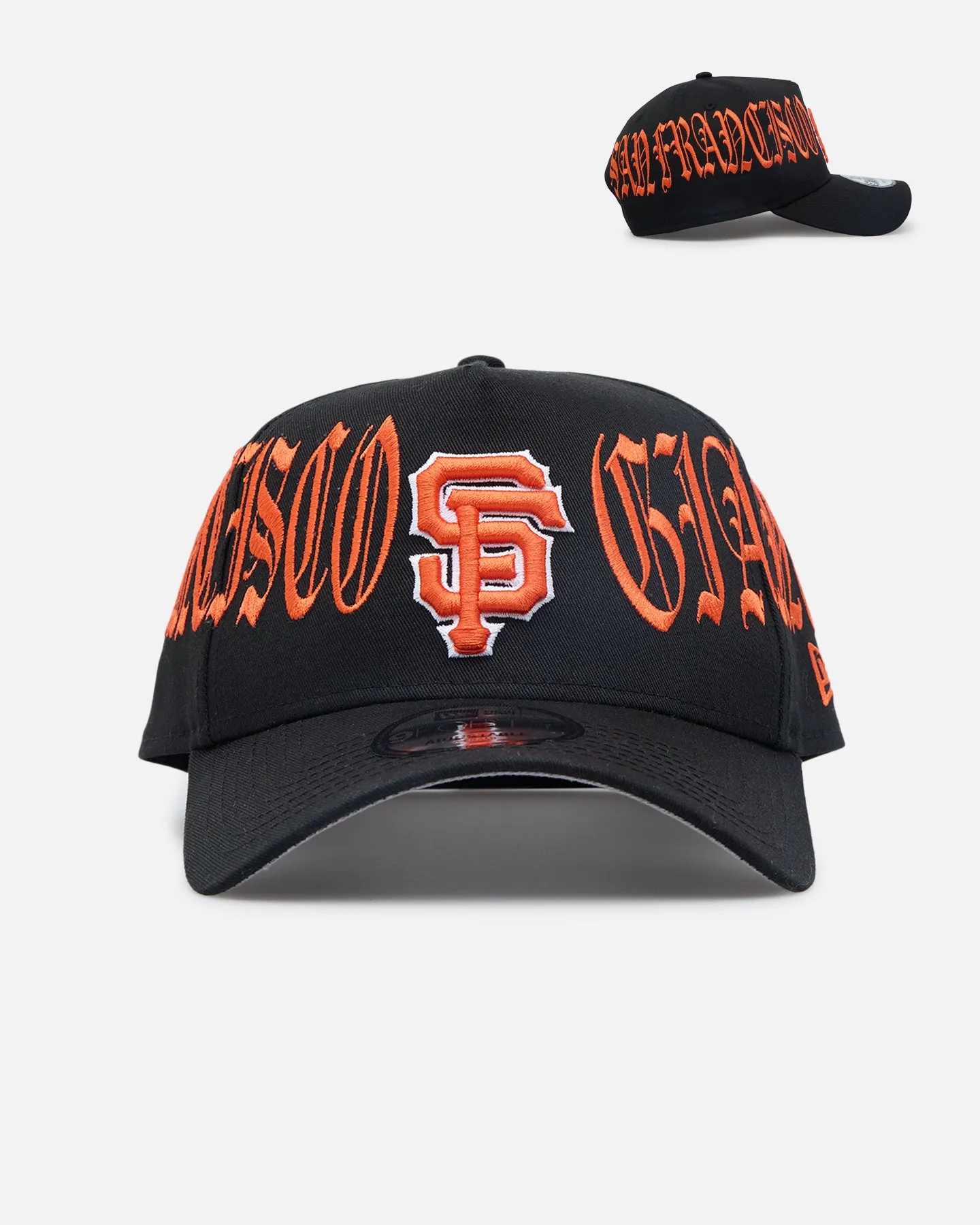 New Era San Francisco Giants 'Goth Script' 9FORTY A-Frame Snapback Orange/Black sold by Culture Kings