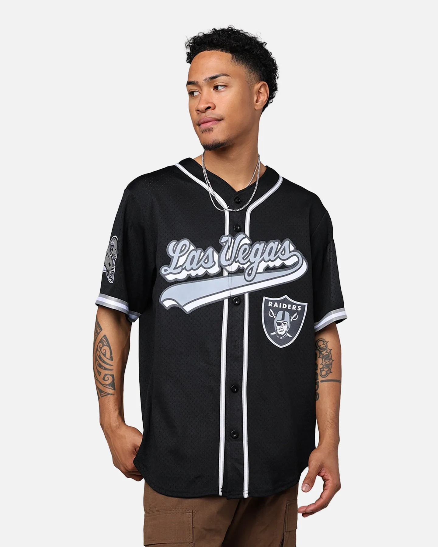 Pro Standard Las Vegas Raiders Mesh Button Up Jersey Black/Grey sold by Culture Kings product image thumbnail 2