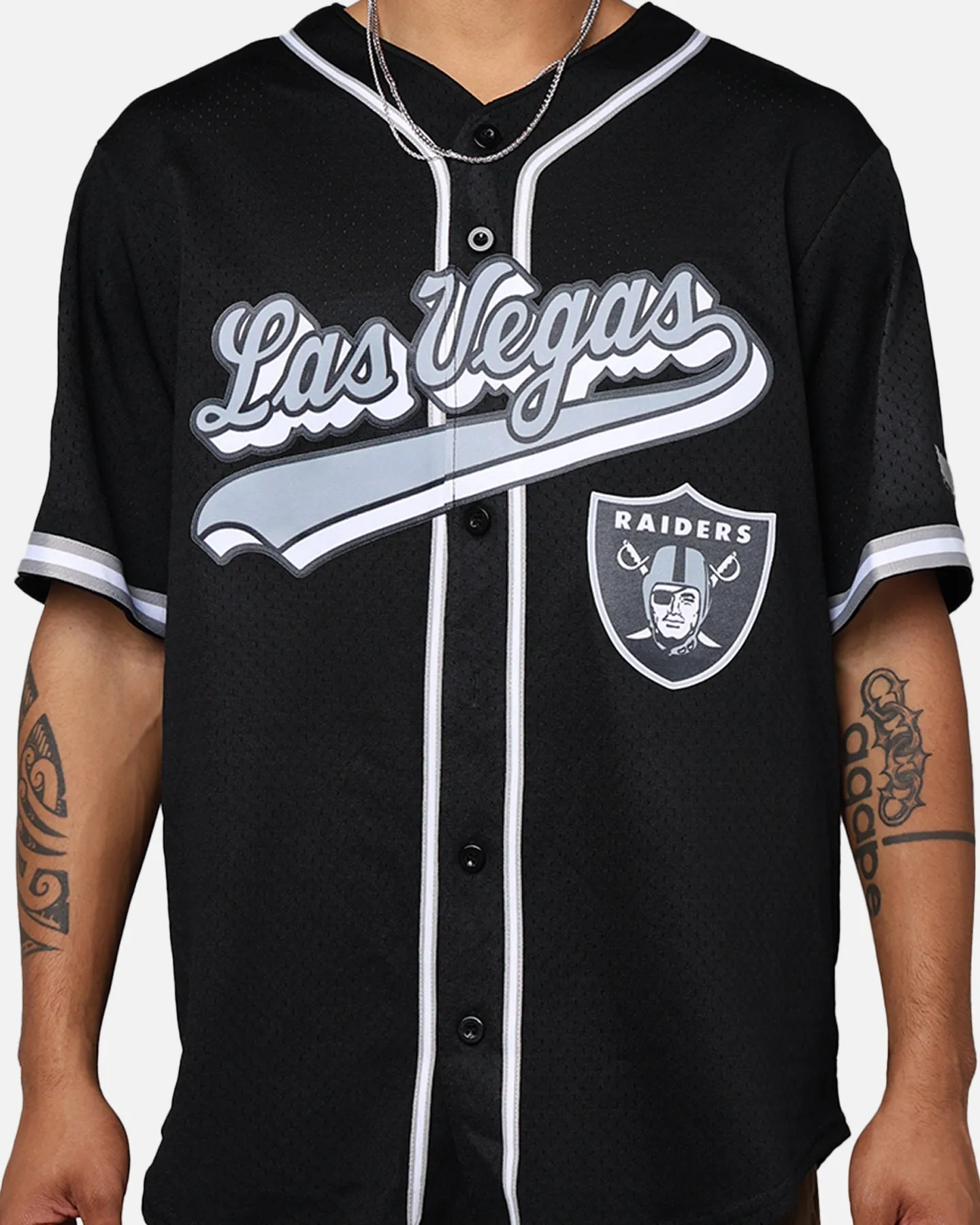 Pro Standard Las Vegas Raiders Mesh Button Up Jersey Black/Grey sold by Culture Kings product image thumbnail 4