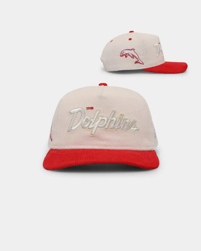 New Era Redcliffe Dolphins 'NRL Retro Script Corduroy' Golfer Snapback Chrome White sold by Culture Kings