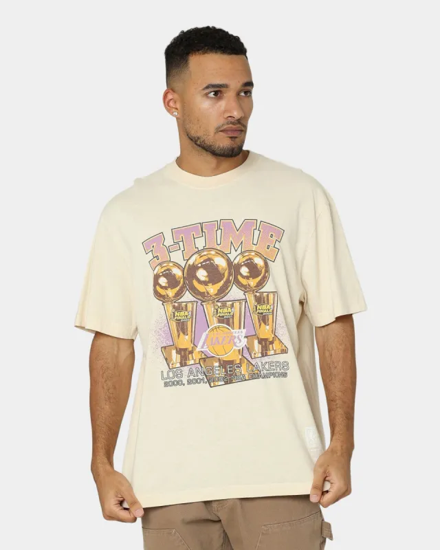 Mitchell & Ness Los Angeles Lakers 3-Peat Champs T-Shirt Khaki sold by Culture Kings