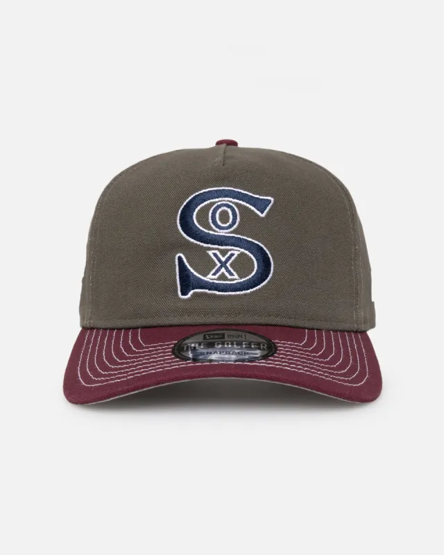 New Era Chicago White Sox 'Contrast Visor' Pre-Curved Golfer Snapback Moss/Maroon sold by Culture Kings