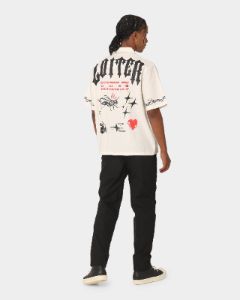 Loiter Tattoo Button Up Shirt Ecru sold by Culture Kings