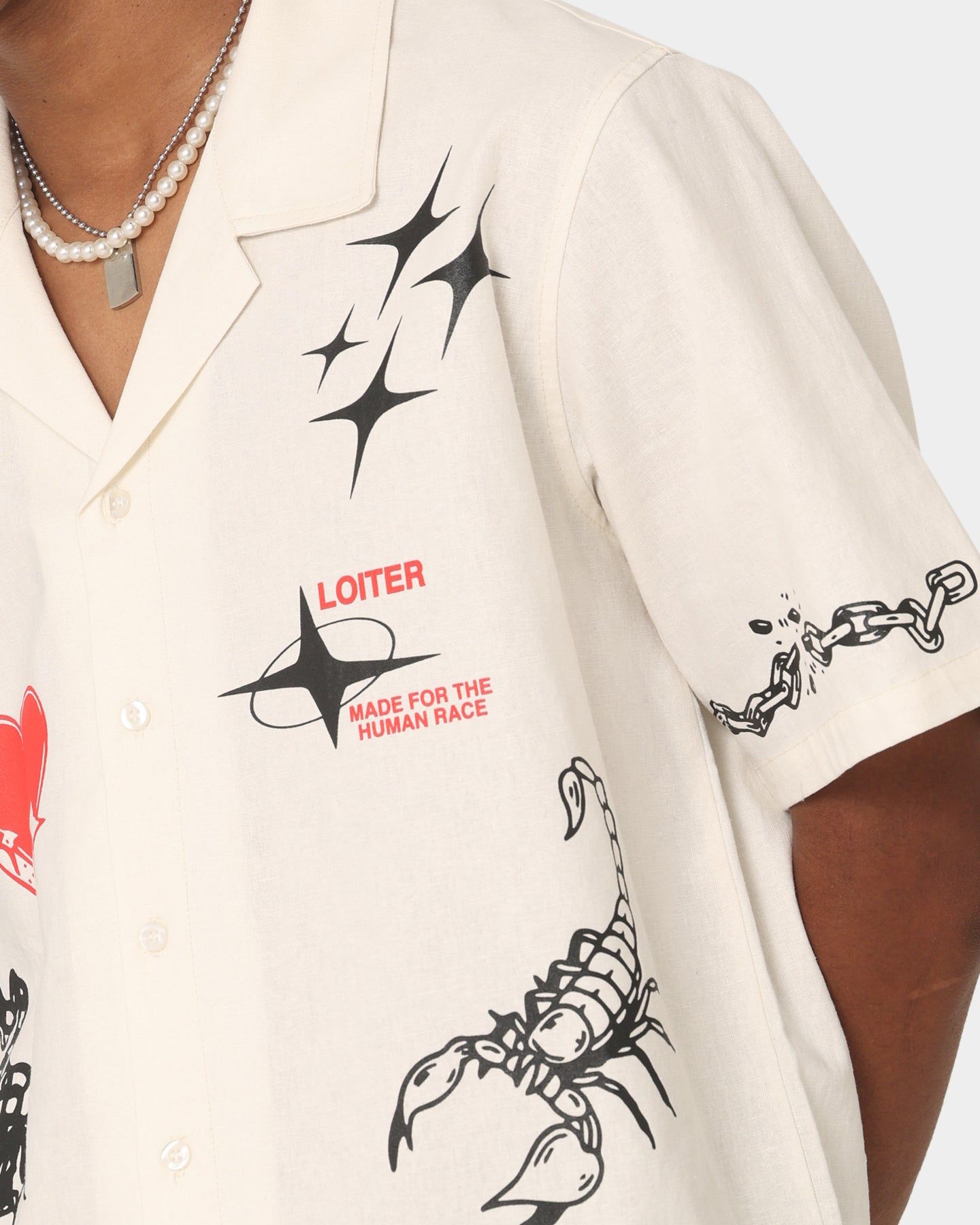Loiter Tattoo Button Up Shirt Ecru sold by Culture Kings product image thumbnail 9