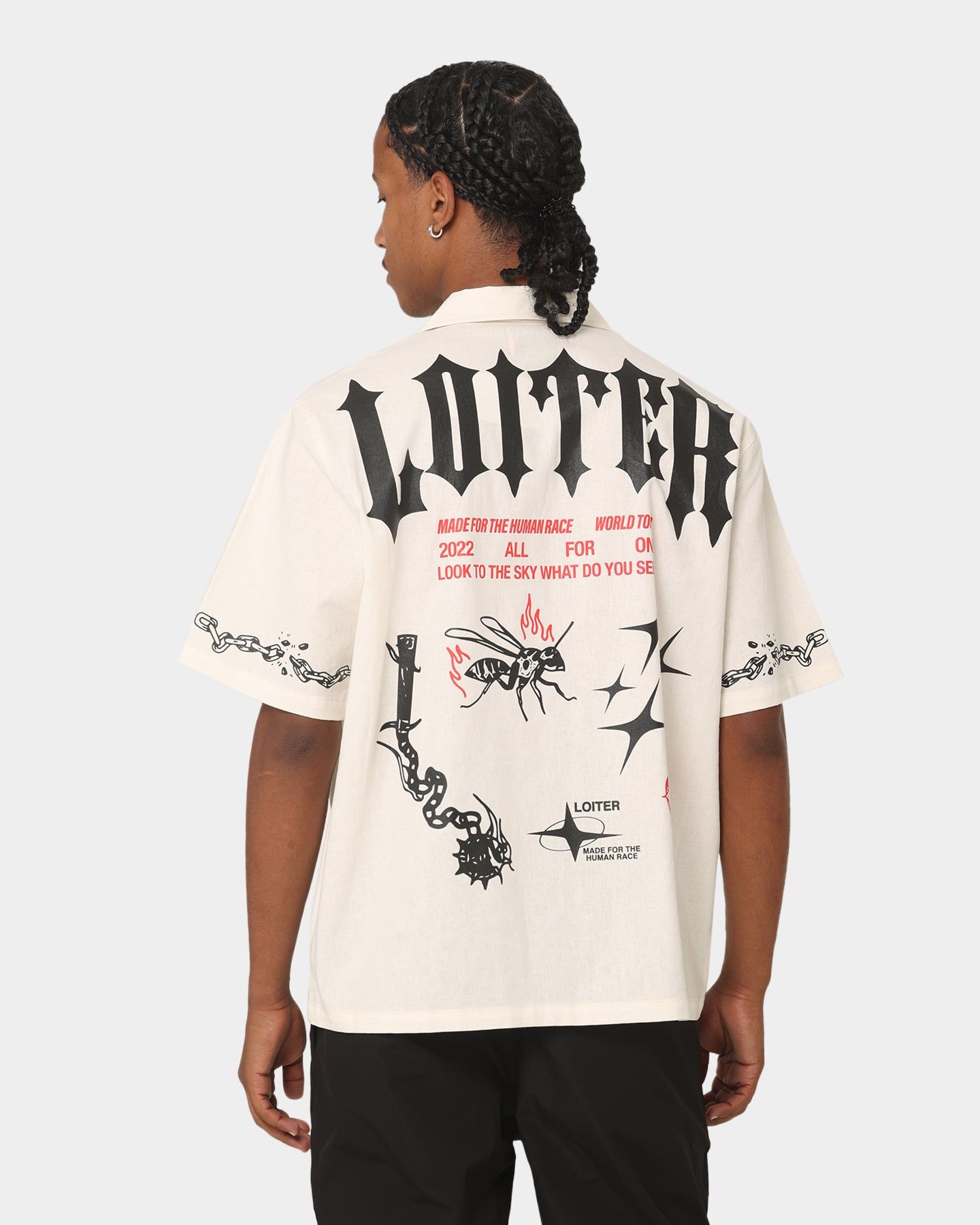 Loiter Tattoo Button Up Shirt Ecru sold by Culture Kings product image thumbnail 2