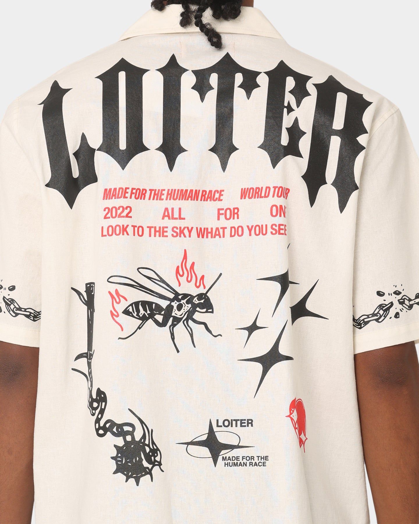 Loiter Tattoo Button Up Shirt Ecru sold by Culture Kings product image thumbnail 5
