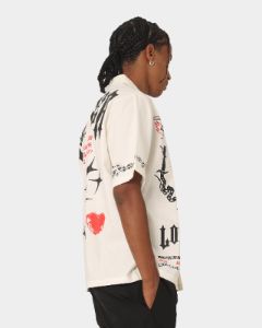 Loiter Tattoo Button Up Shirt Ecru sold by Culture Kings