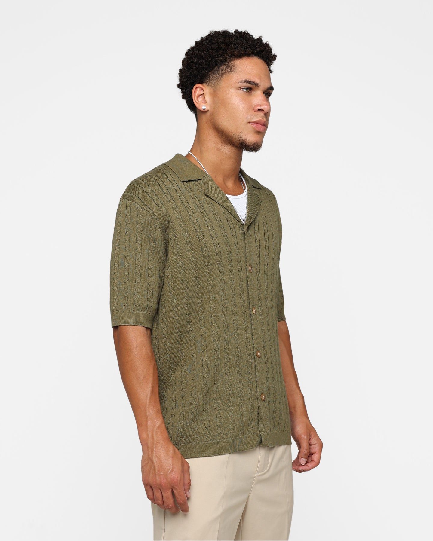 XXIII Terry Knit Button Up Shirt Khaki sold by Culture Kings product image thumbnail 5