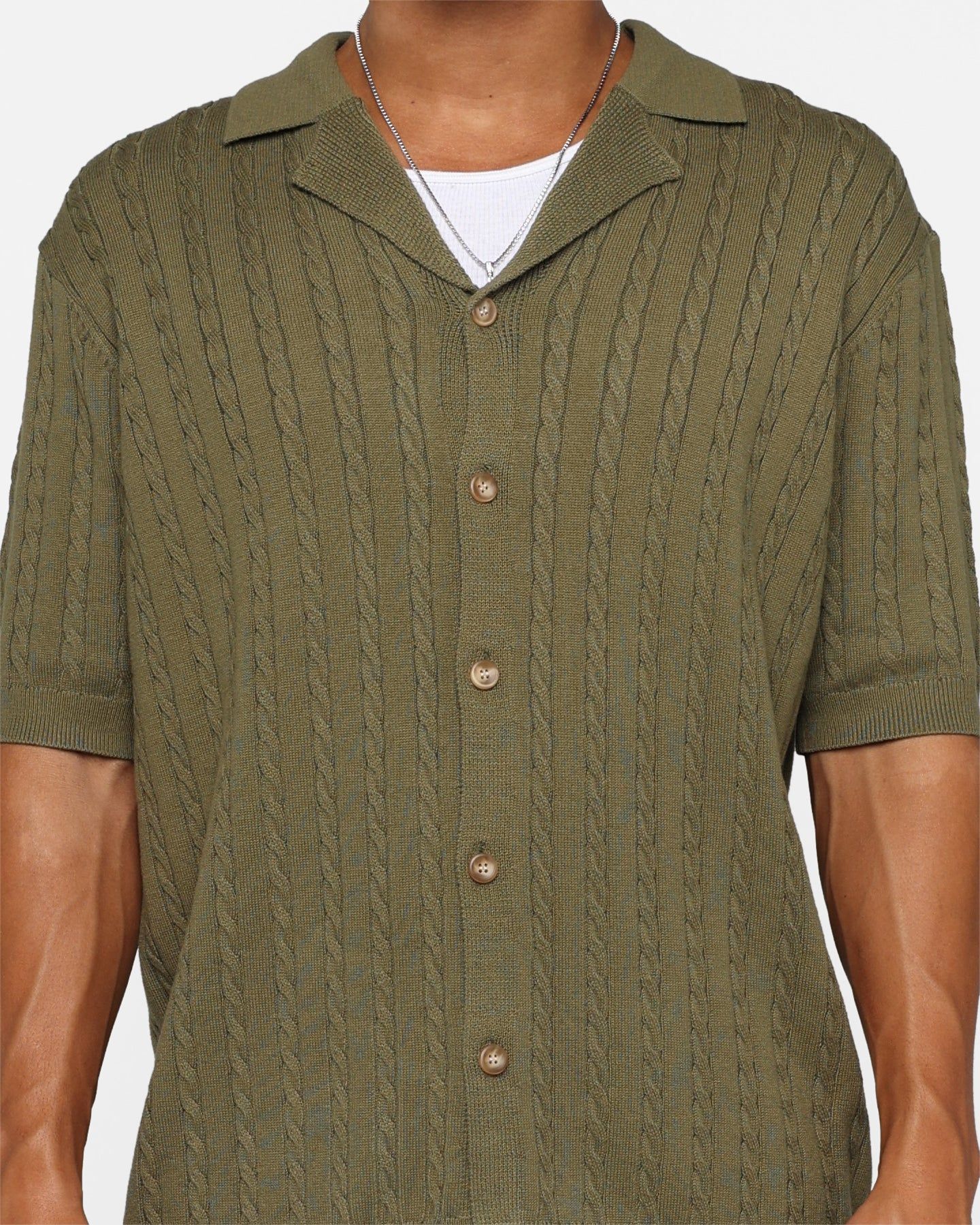 XXIII Terry Knit Button Up Shirt Khaki sold by Culture Kings product image thumbnail 3