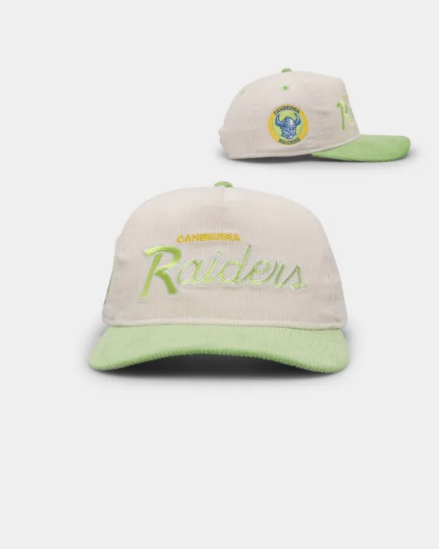 New Era Canberra Raiders 'NRL Retro Script Corduroy' Golfer Snapback Chrome White sold by Culture Kings
