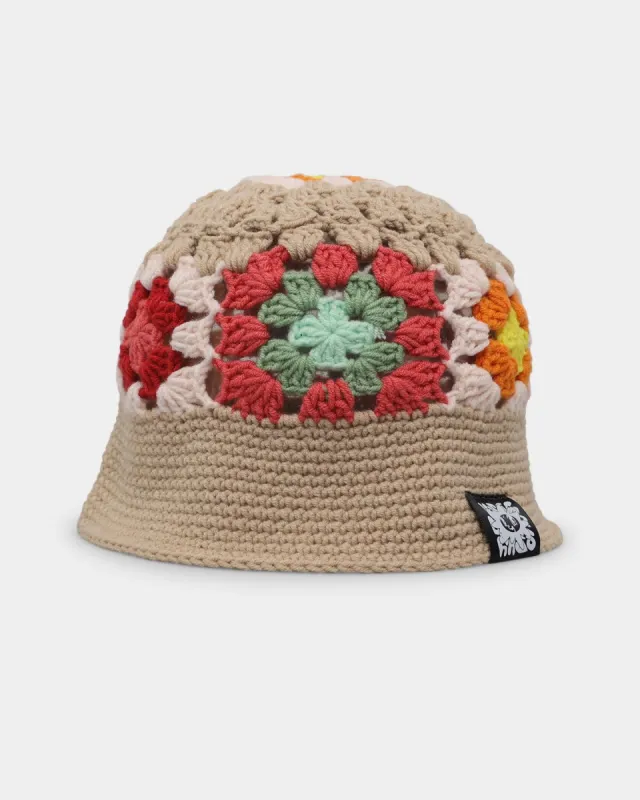 Loiter Crochet Bucket Hat Tan/Multi-Coloured sold by Culture Kings