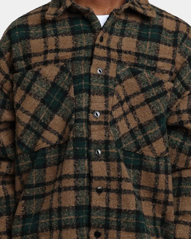 MNML Loose Woven Flannel Shirt Green/Black | Parallel