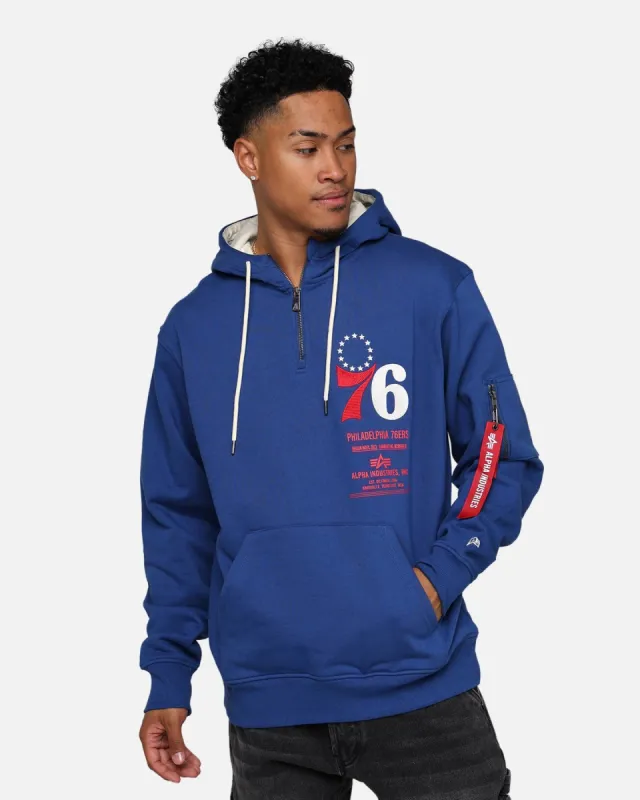 New Era X Alpha Industries Philadelphia 76ers Zipper Hoodie Blue sold by Culture Kings