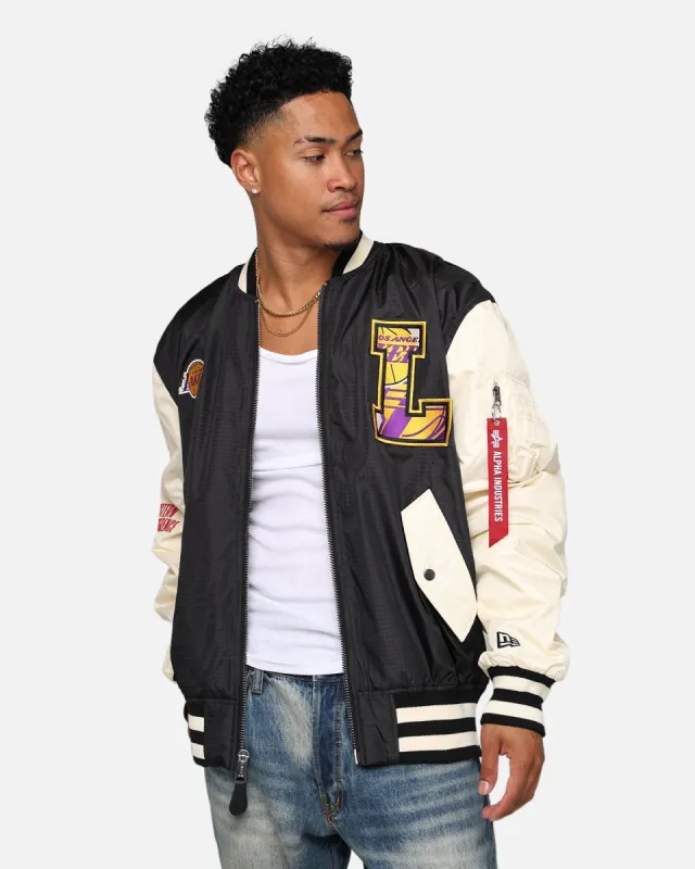 New Era X Alpha Industries Los Angeles Lakers L-2B Bomber Jacket Black sold by Culture Kings