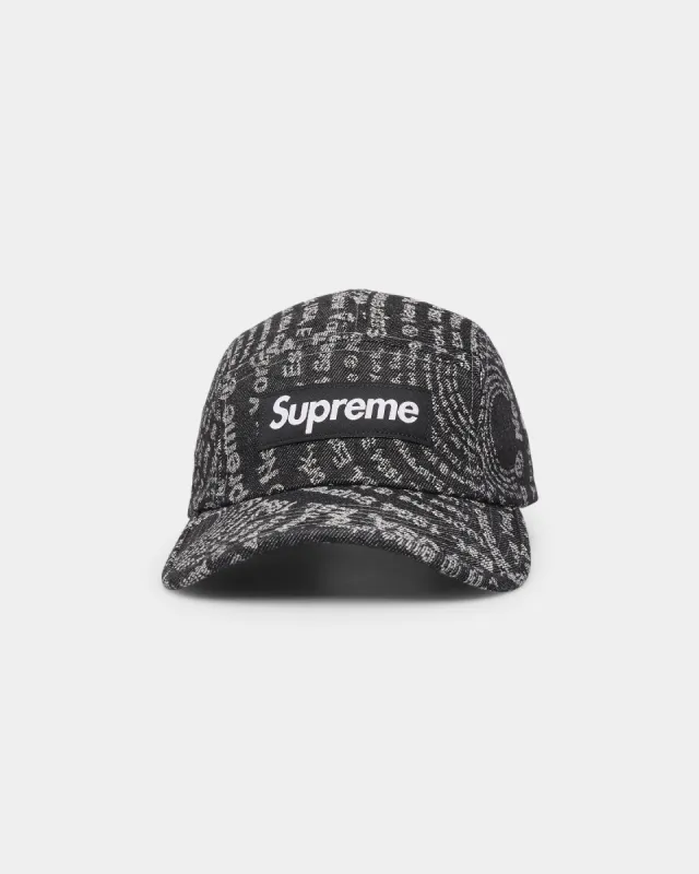 Supreme Jacquard Denim Camp Strapback Black sold by Culture Kings
