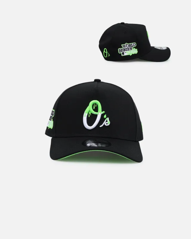New Era Baltimore Orioles 'Drip Logo' 9FORTY A-Frame Snapback Black/White/Green sold by Culture Kings