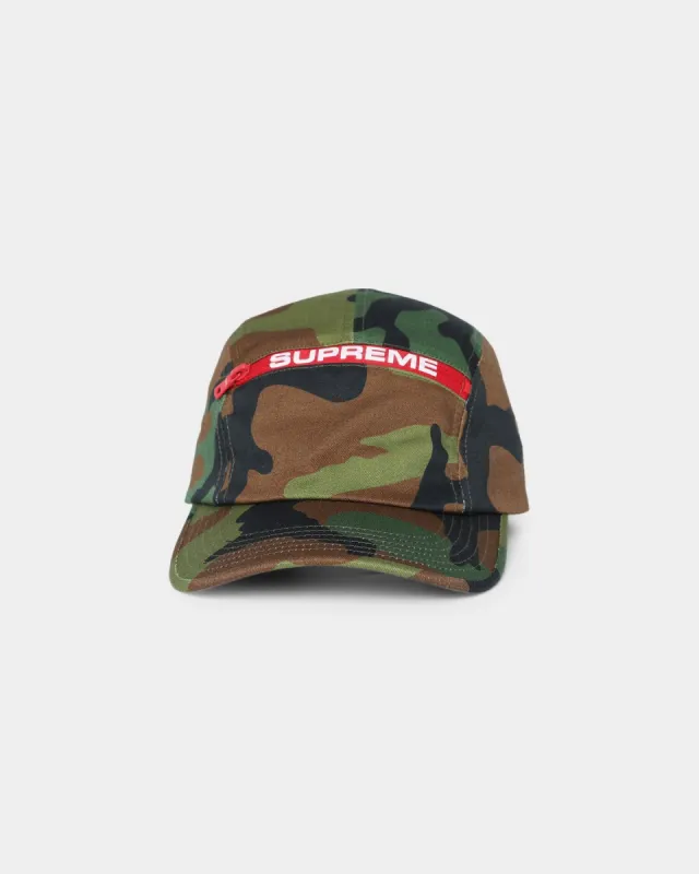 Supreme Top Zip Camp Cap Woodland Camo sold by Culture Kings