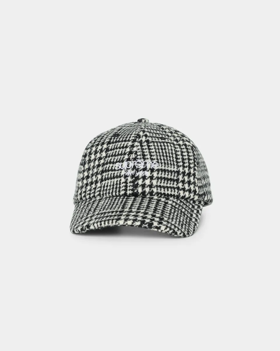 Supreme Harris Tweed Classic Logo 6-Panel Black/White | Parallel