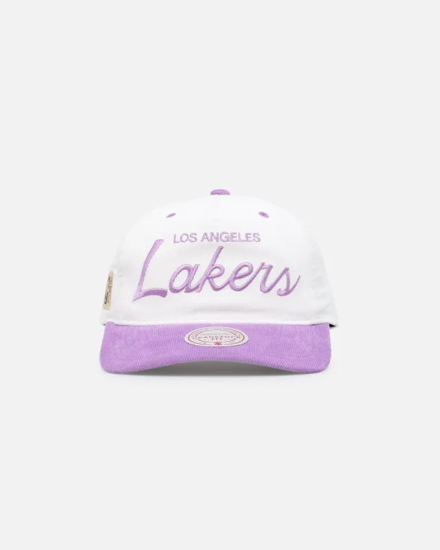 Mitchell & Ness Los Angeles Lakers Pastel Corduroy Snapback White Cream/Purple made by Culture Kings
